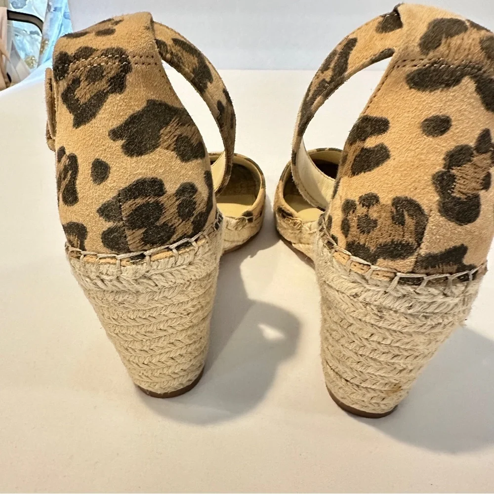 NEW‎ Vince Camuto Leopard Print Wedge Espadrilles Leather 8.5